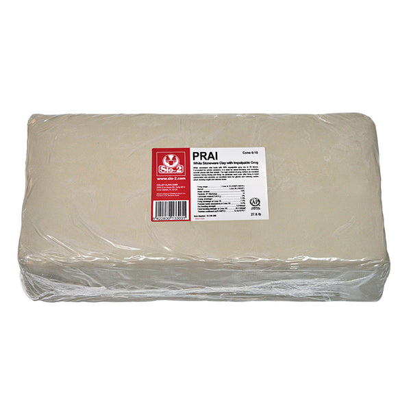 SIO-2® PRAI White Stoneware Clay with Impalpable Grog, 27.6 lb