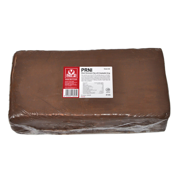 SIO-2® PRNI Black Stoneware Clay with Impalpable Grog, 27.6 lb
