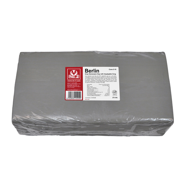 SIO-2® Berlin Grey Stoneware Clay with Impalpable Grog, 27.6 lb